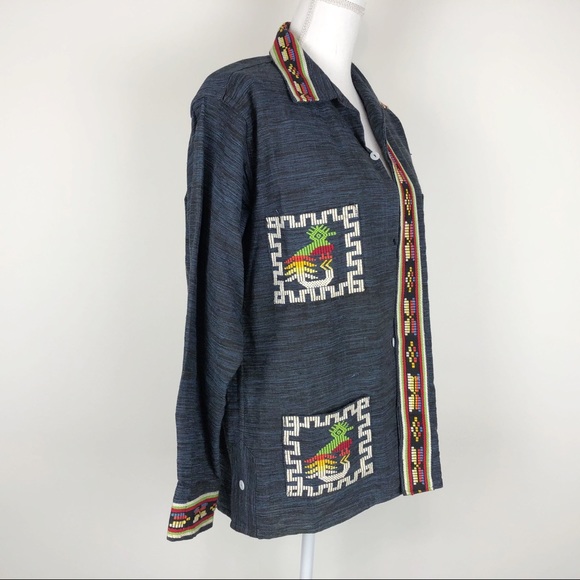VINTAGE | Aztec Embroidery Jacket Multicolor A67 - Picture 6 of 13